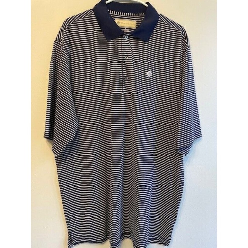 Donald Ross Polo Golf Shirt Men's Size XL Navy Blue White Short Sleeve Polyester